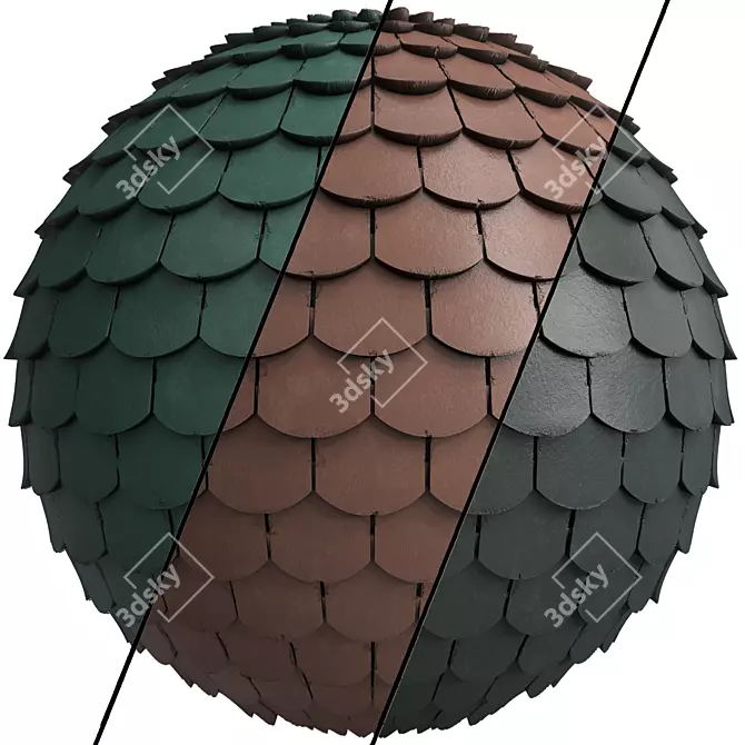 Premium Roof Tile Materials: 3 Color, PBR, Sbsar 3D model image 1