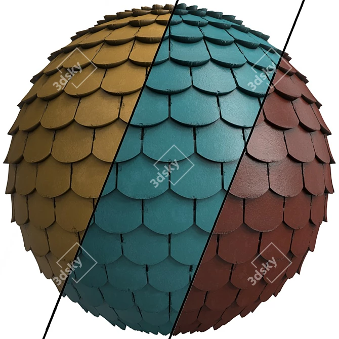 Premium Roof Tile Materials: 3 Color, PBR, Sbsar 3D model image 5