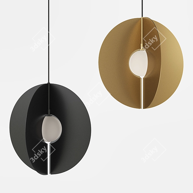 Orbel Round Pendant Light: Sleek Elegance in Aged Brass 3D model image 1