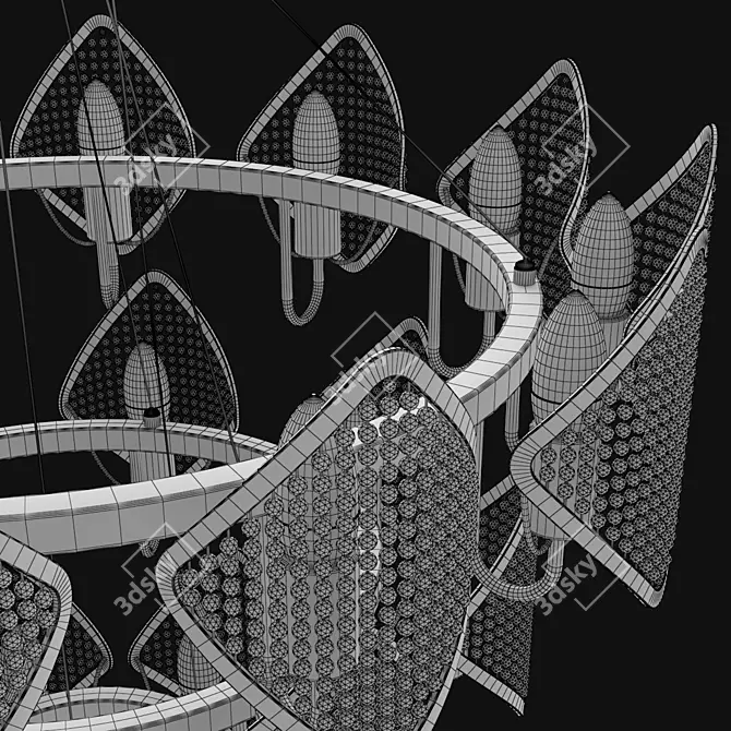 Sleek Nordic Chandelier 3D model image 4