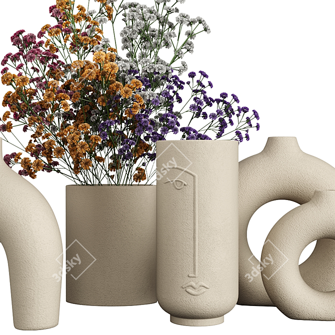 Elegant Ceramic Vases Set 3D model image 3