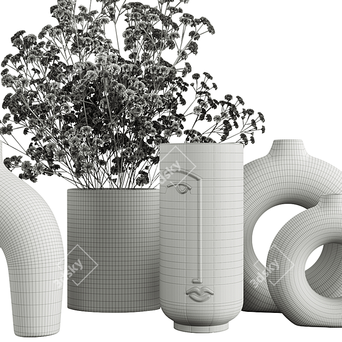 Elegant Ceramic Vases Set 3D model image 5