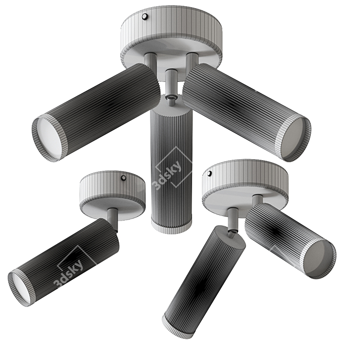 Triple Bronze Ceiling Light Set 3D model image 2