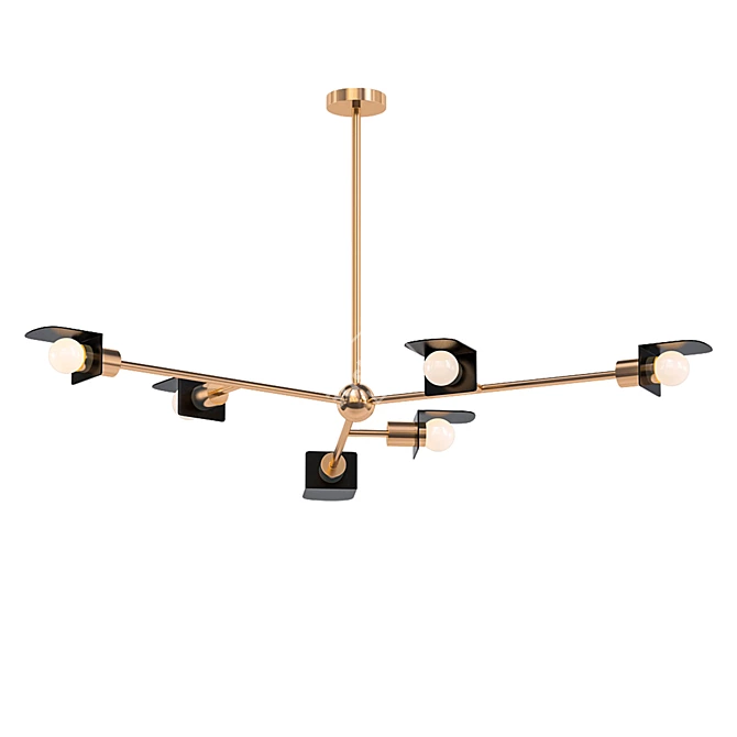 Modern Brass Chandelier: Route II 3D model image 1