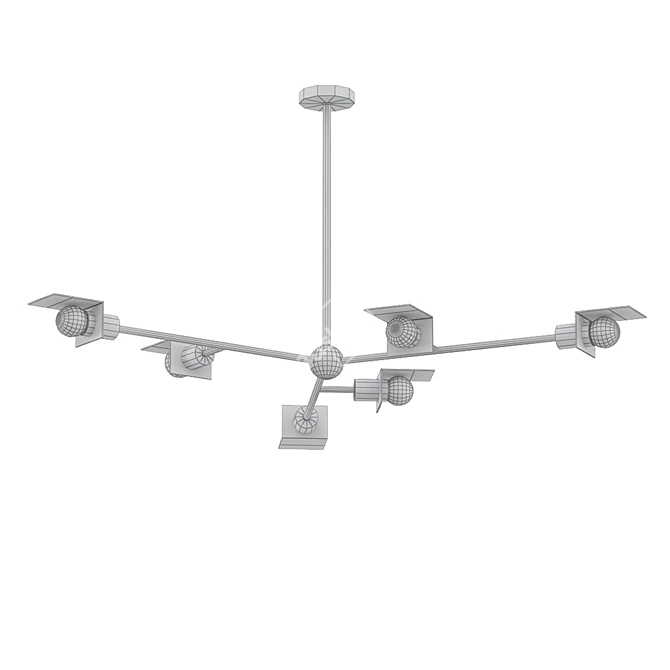 Modern Brass Chandelier: Route II 3D model image 2