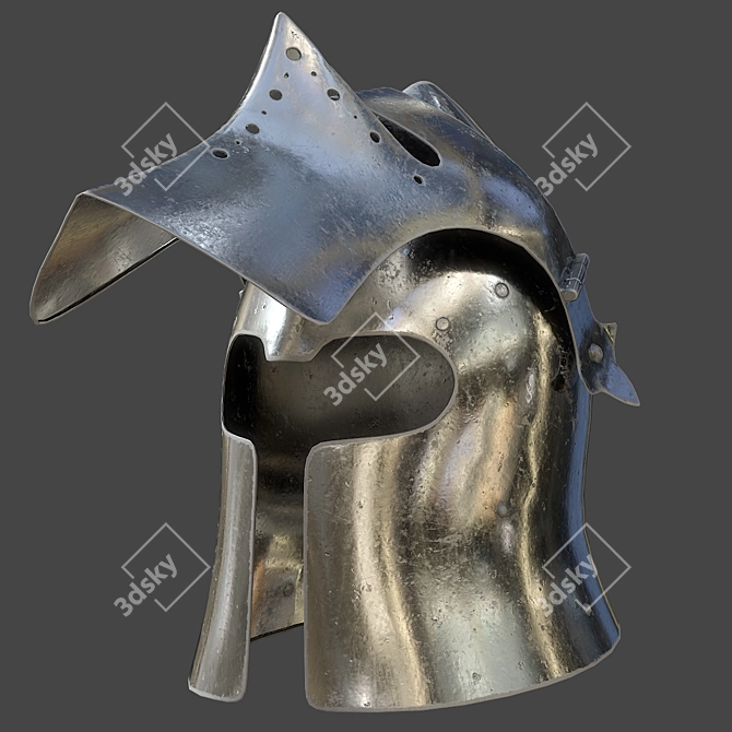 Visored Barbuta Helmet: VR/AR Low Poly, PBR Textures 3D model image 16