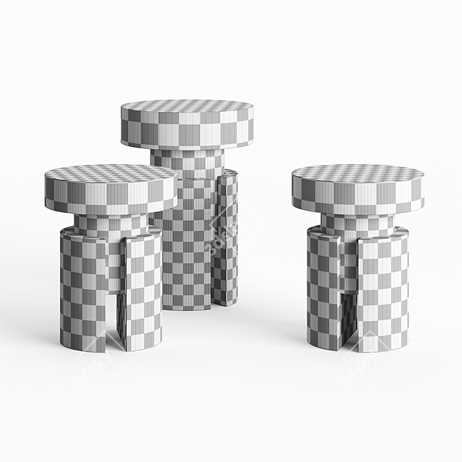 Elegant Tobias Stools: Concrete, Ebony 3D model image 3