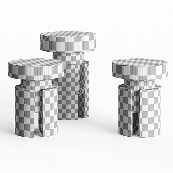 Elegant Tobias Stools: Concrete, Ebony 3D model image 8