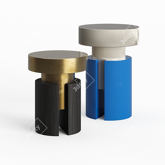 Elegant Tobias Stools: Concrete, Ebony 3D model image 9