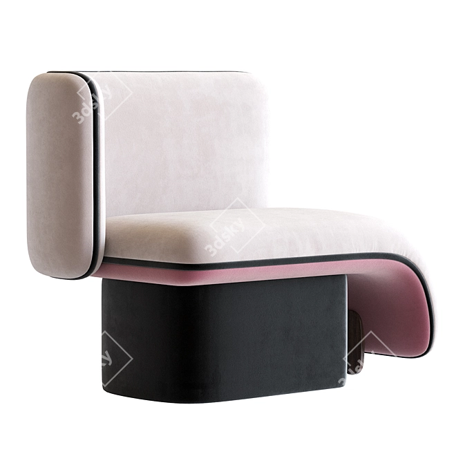 Elefante Upholstered Armchair: Elegant Velvet Seating 3D model image 2