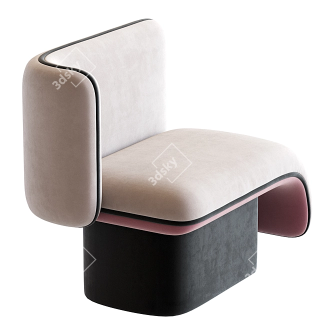 Elefante Upholstered Armchair: Elegant Velvet Seating 3D model image 5