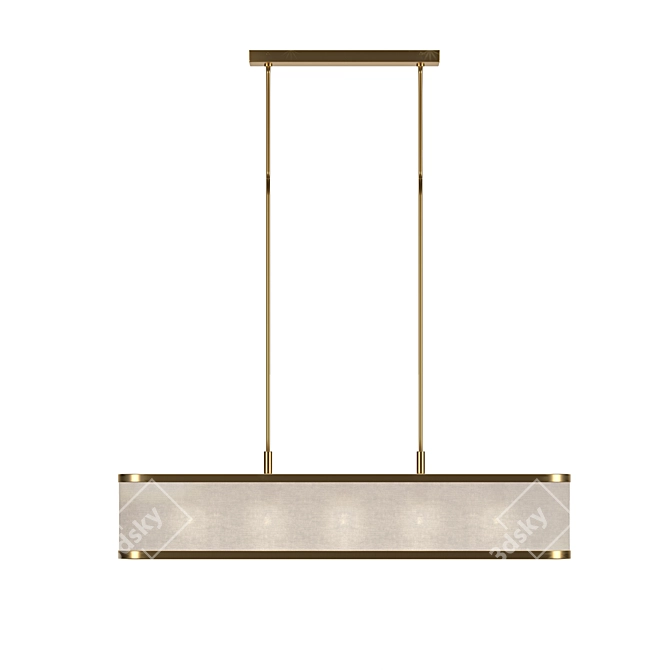 Sleek Brass and Linen Pendant 3D model image 2