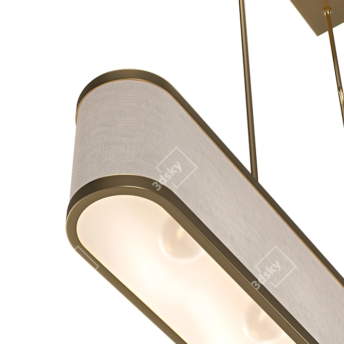 Sleek Brass and Linen Pendant 3D model image 4