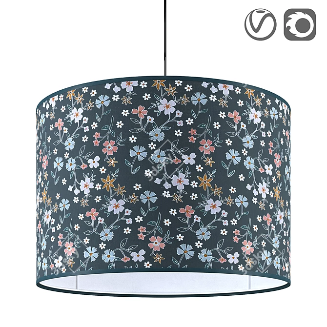 Romantic Floral Lampshade 3D model image 1