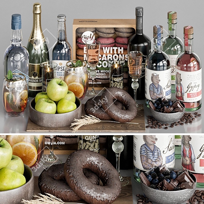 Delicious Food & Drinks Set 3D model image 1