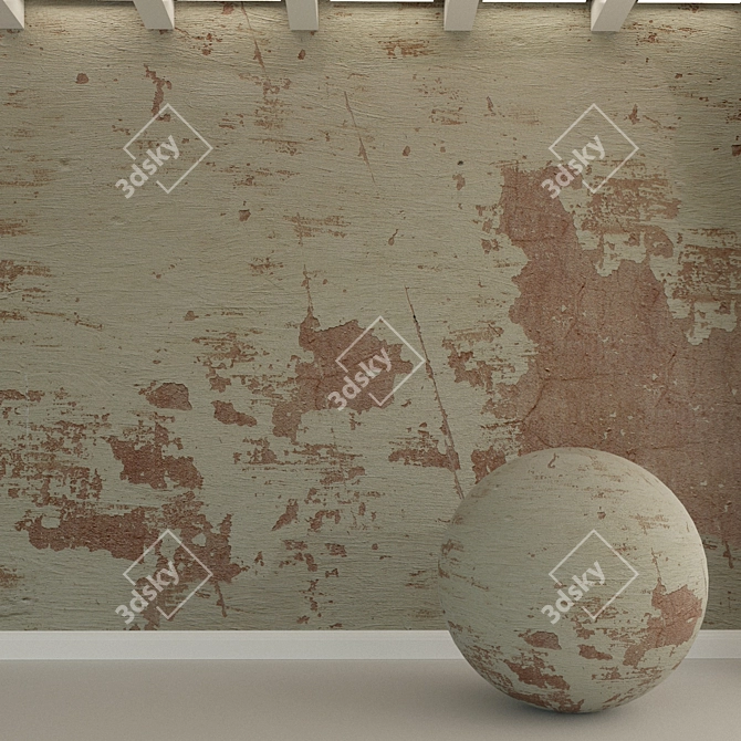 Rough Grey Concrete Wall 3D model image 1