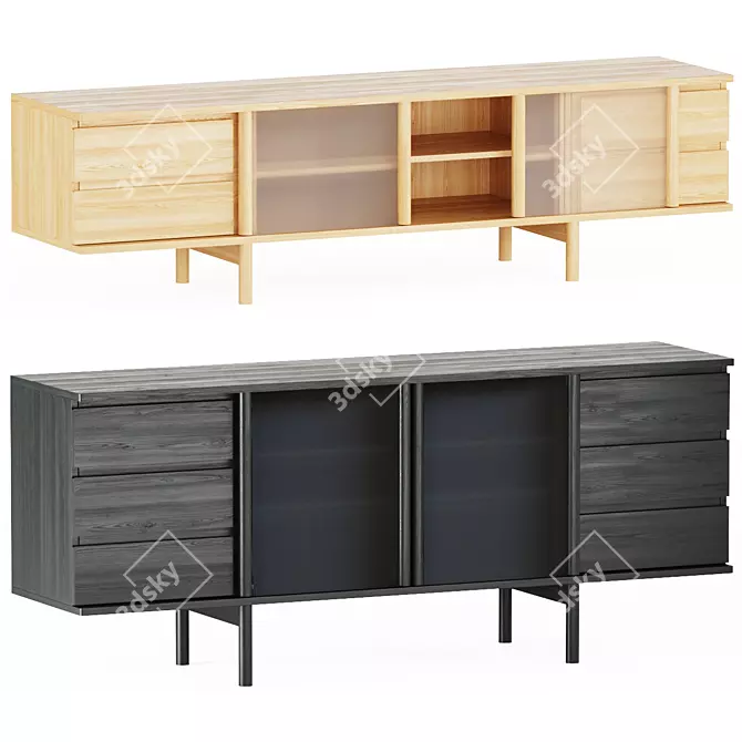 Ariake Rikyu Sideboard & Media Console 3D model image 1