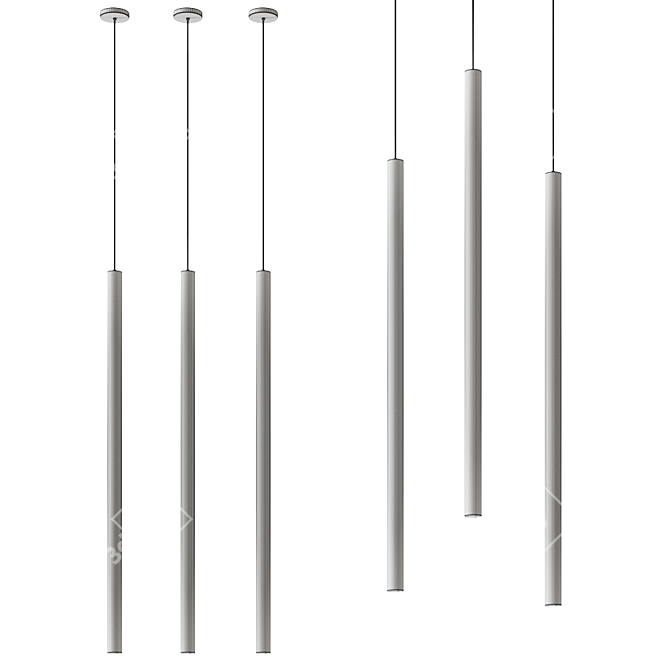 Sleek Tube Pendant Lamp 3D model image 2