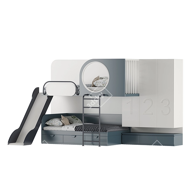 Modern Kids Furniture Set 3D model image 2