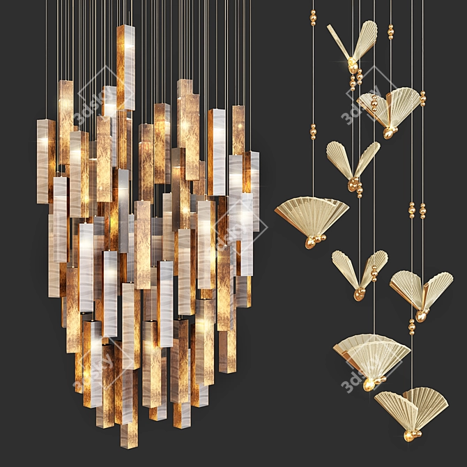 Luxury Crystal Ceiling Light 3D model image 1