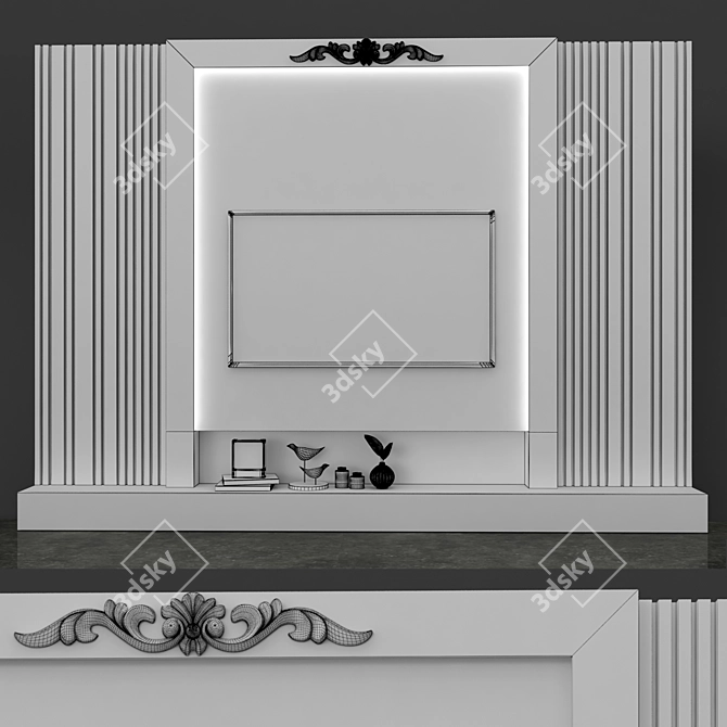 Modern TV Wall Set with 65" TV 3D model image 5
