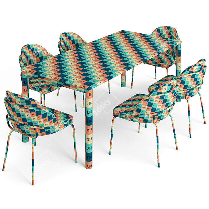 Elegant Neva Table & Colello Chair 3D model image 3