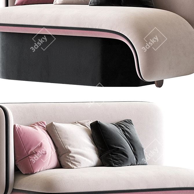 Velvet Upholstered Elefante Chaise 3D model image 4