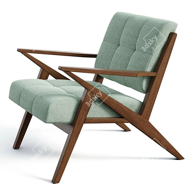 Mid-Century-Inspired Tufted Armchair 3D model image 3