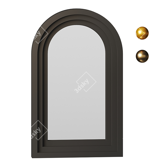 Steel Satin Arch Mirror - 1321x813x102mm 3D model image 1