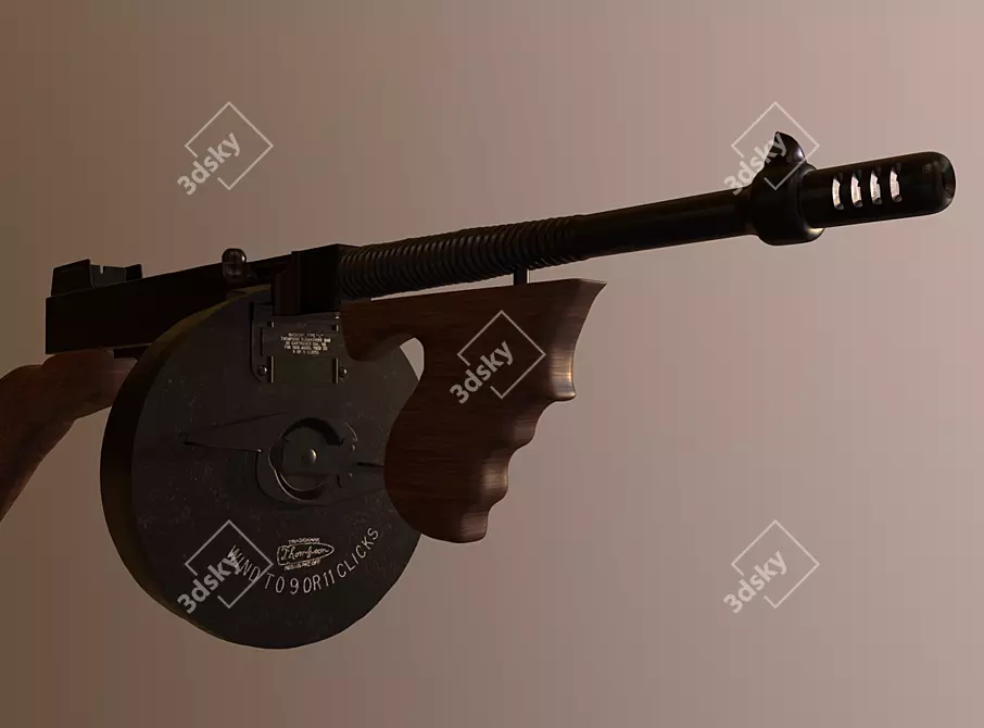 Classic Thompson Submachine Gun 3D model image 2