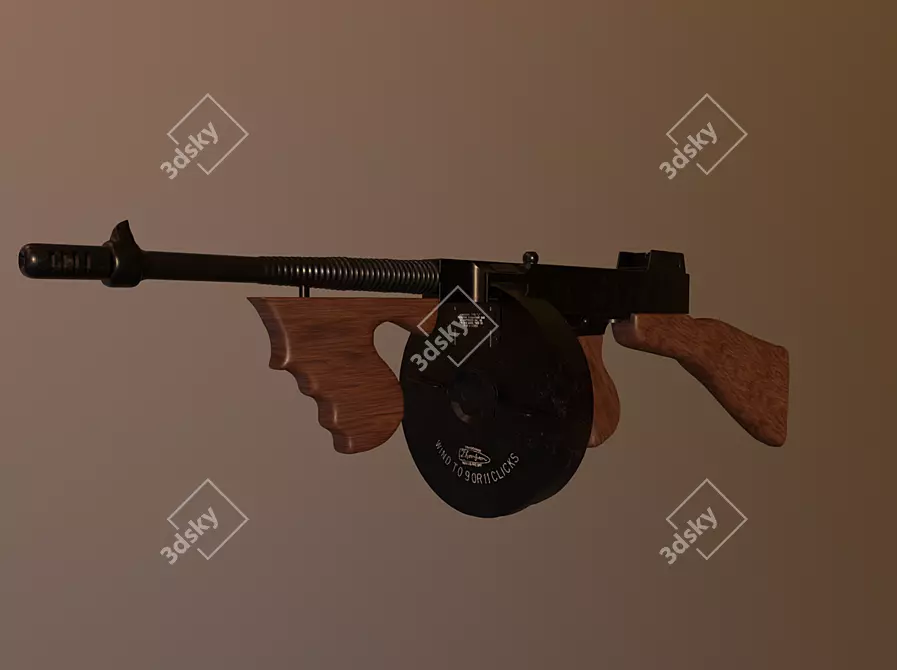 Classic Thompson Submachine Gun 3D model image 3