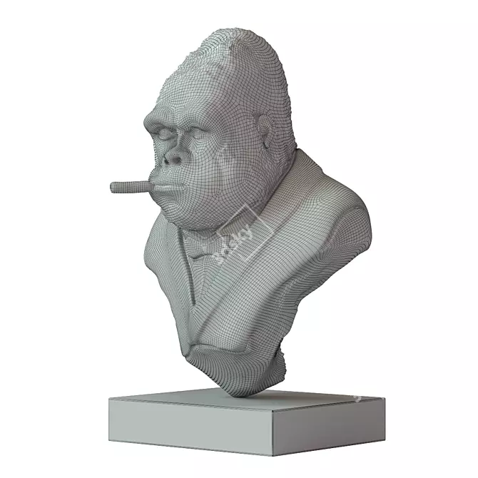 Smoking Gorilla Decorative Ornament 3D model image 2