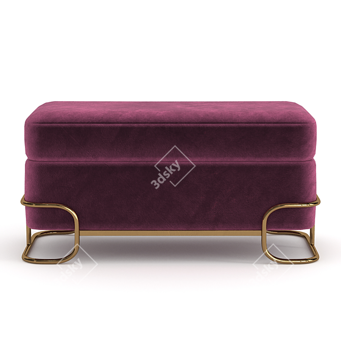 Glasar Metal Leg Burgundy Ottoman 3D model image 2