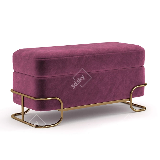 Glasar Metal Leg Burgundy Ottoman 3D model image 4