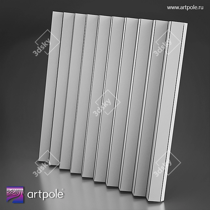 Zigzag-Big 3D Panel: Modern Gypsum Design 3D model image 2