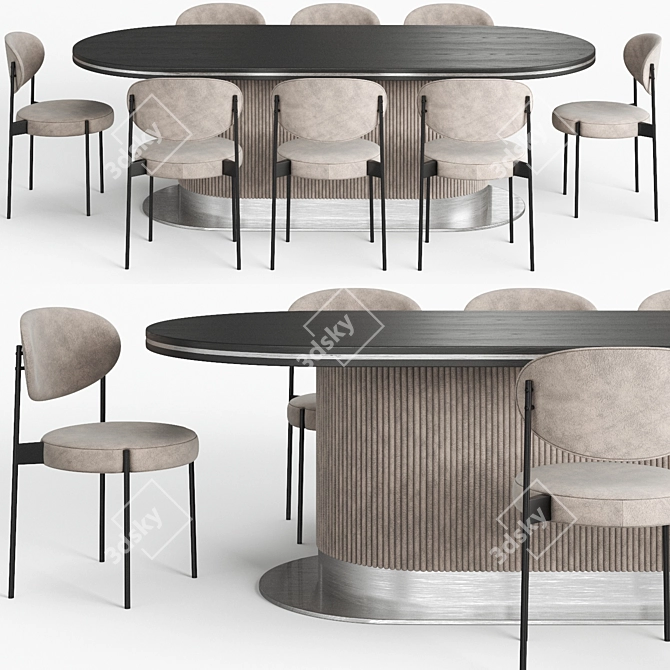Elegant Ripple Table & Stylish 430 Chair 3D model image 1
