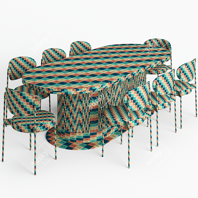 Elegant Ripple Table & Stylish 430 Chair 3D model image 3