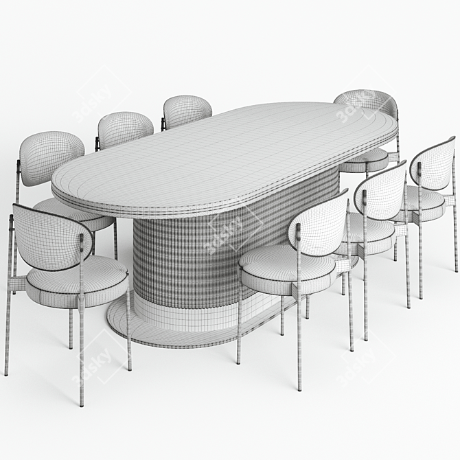 Elegant Ripple Table & Stylish 430 Chair 3D model image 4