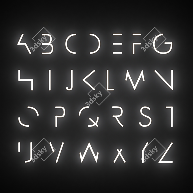 Luminous Neon Letters - Personalize Your Space 3D model image 1