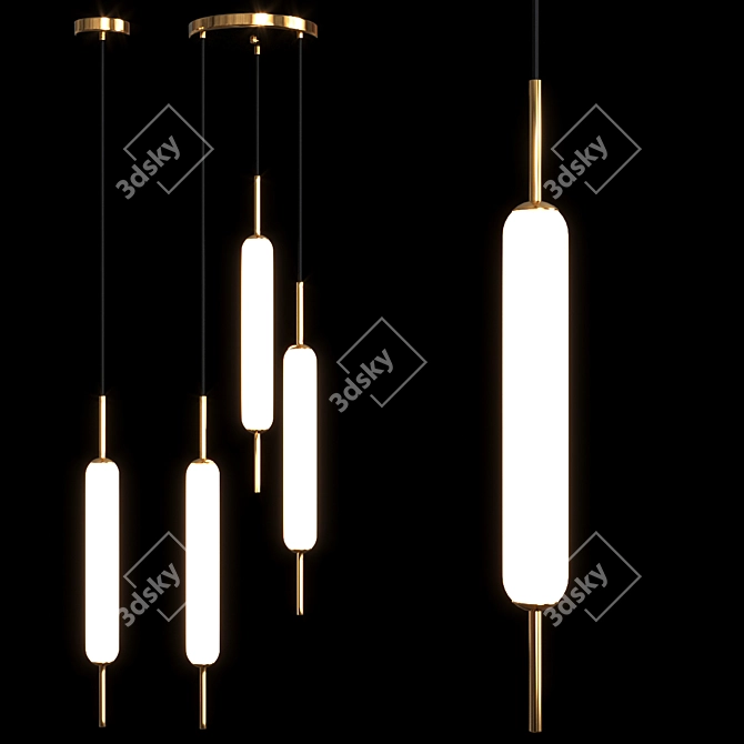 Opulent Opal Pendant Light 3D model image 2