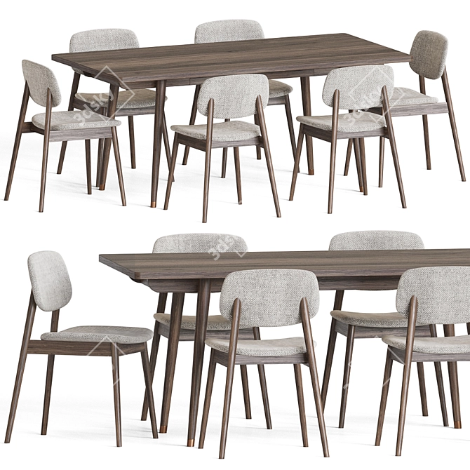 Larson Frey Dining Set | Elegant Marble & Wood Design 3D model image 1