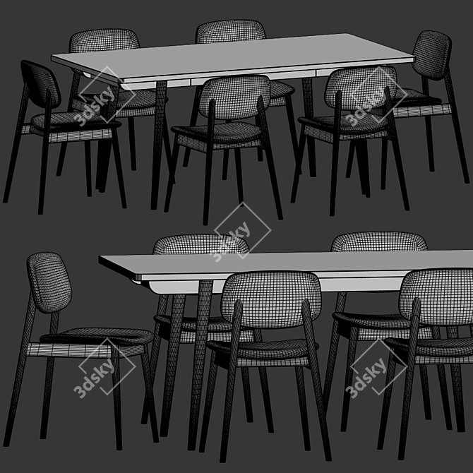 Larson Frey Dining Set | Elegant Marble & Wood Design 3D model image 3