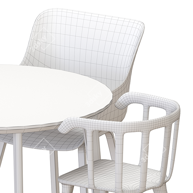 Modern Black Dining Set with Chairs 3D model image 7
