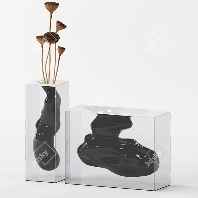 Organic Elegance: Angelo & Angela Glass Vases 3D model image 1