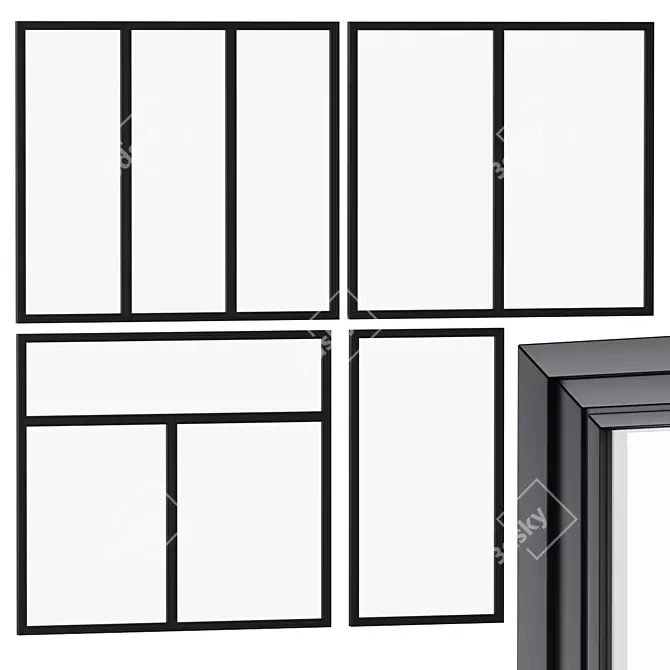 Elegant Stained Glass Panes | Editable Size | 2 Colors 3D model image 1