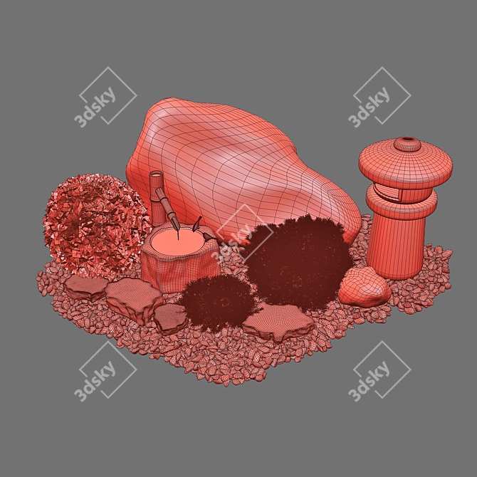 Zen Oasis Tsukubai Rock Garden 3D model image 5