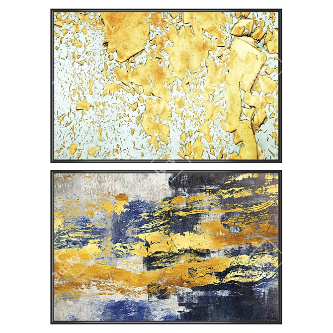 Artistic Impressions Set: 2 Paintings, 4 Frame Options 3D model image 1