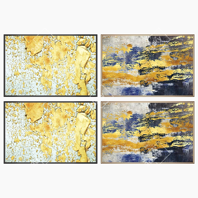 Artistic Impressions Set: 2 Paintings, 4 Frame Options 3D model image 2