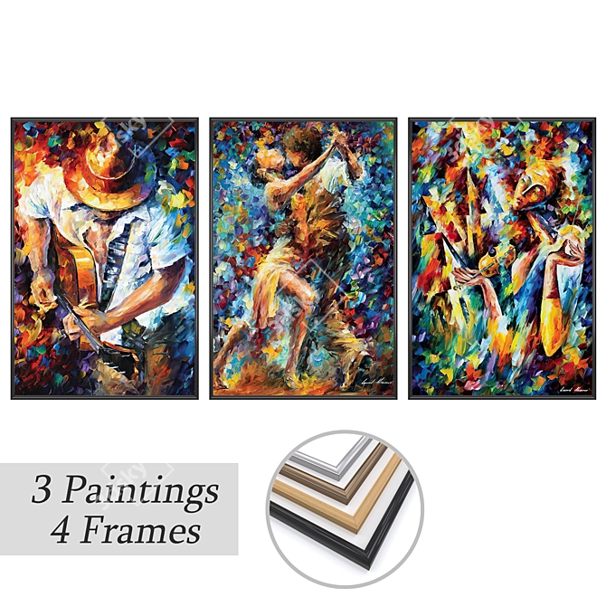 Elegant Frame Set: 3D Wall Paintings 3D model image 1