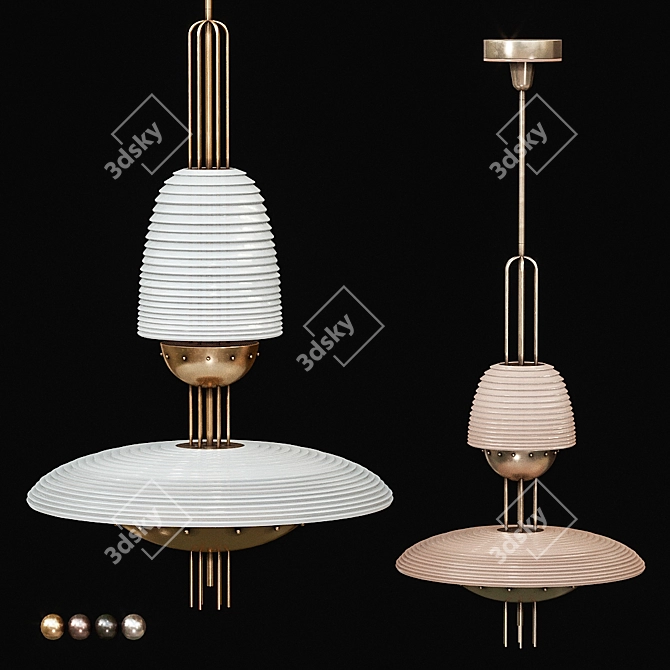 Signal Z Pendant: Sleek Metal and Glass Pendant Light 3D model image 1